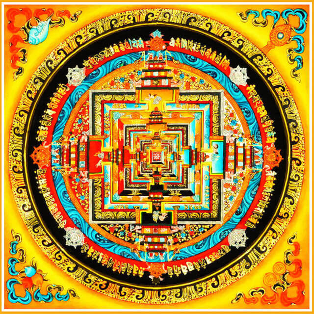 Mandala tibetană studiată laa cursurile de Kalachakra