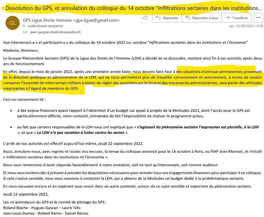 Sfârșitul GPS – emailul lui Hughes Gascan către Liga Drepturilor Omului